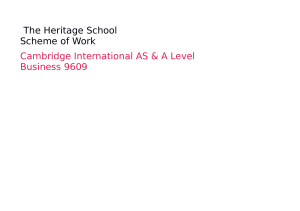 9609 Cambridge AS Business - Scheme of Work for Examination From 2023