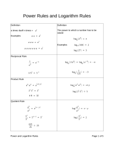 Power Rules and Logarithm Rules