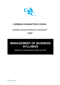 CAPE Management of Business