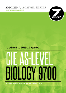 CIE AS-Level Biology 9700: Summarized Notes