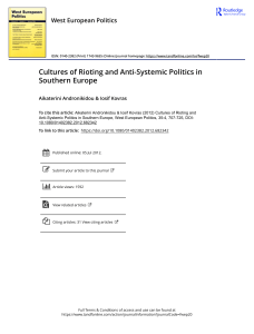 Cultures of Rioting and Anti Systemic Politics in Southern Europe