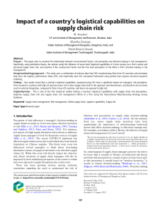 Logistics Capabilities & Supply Chain Risk: A Research Paper