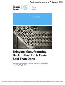 Bringing Manufacturing Back to the US Is Easier Said Than Done