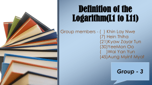 Definition of the Logarithm(L1 to L11