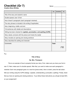 Assessment Checklist (Creative Writing: Short Story)
