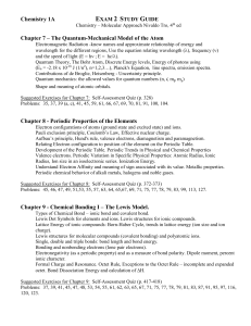 Chem 1A Exam II Study Guide (Summer 2019)