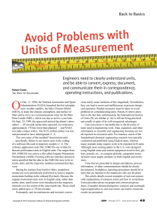 CEP - Avoid Problems with Units of Measurement