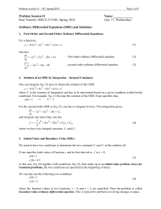 Problem session 1 Ordinary differential equations and Solutions HT Spring2024