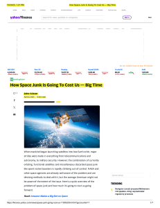 John Csiszar - How Space Junk Is Going To Cost Us