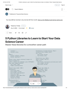 5 Python Libraries to Learn to Start Your Data Science Career   by Federico Trotta   Towards Data Science