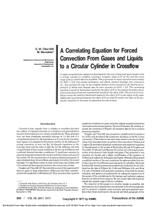 Churchill and Bernstein Correlation 1977 Forced Air convection in tubes