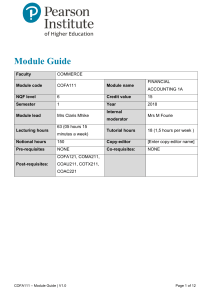 COFA111 Module Guide 2018