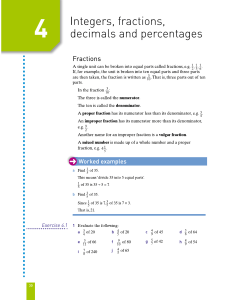 Ch.4 Integers, Fractions , Decimals and Percentages