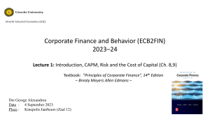 Corporate finance and behaviour 