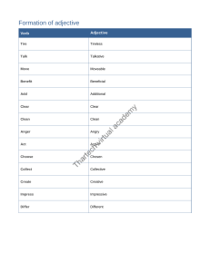 English Adjective formation from verbs (VATT)