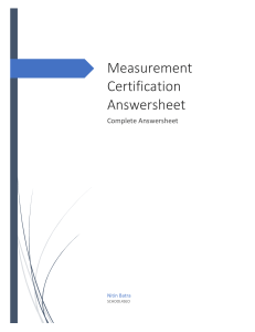 Measurement Certification Answersheet