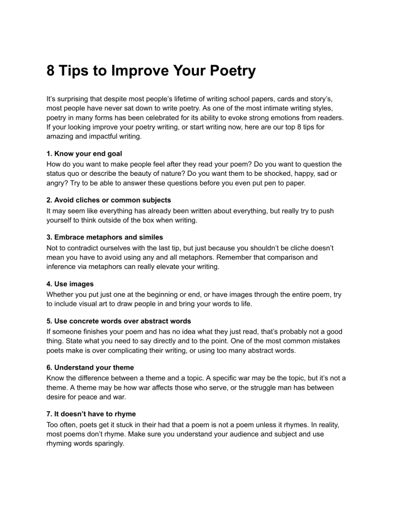 How To Improve Poetry