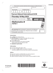 Pearson Edexcel International GCSE Mathematics B Paper 1