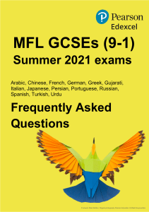 MFL GCSEs Summer 2021 FAQs