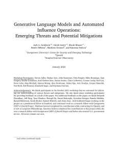 Generative Language Models and Automated Influence Operations-Emerging Threats and Potential Mitigations