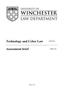 LW3532 Technology and Cyber Law Assignment Brief 2021-22-approved