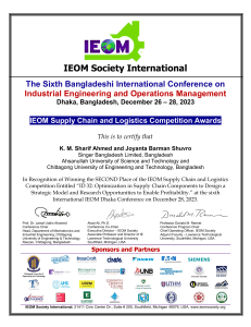 2023 IEOM Supply Chain and Logistics Competition Award