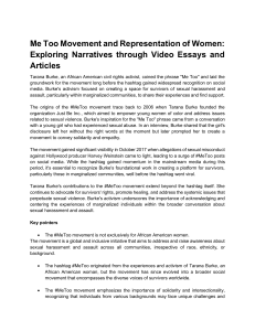 Me Too Movement and Representation of Women Exploring Narratives through Video Essays and Articles Compiled by Dr. Cecilia Osyanju