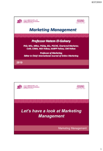 Lec 1 - Let’s have a look at Marketing Management