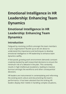 Emotional Intelligence in HR Leadership  Enhancing Team Dynamics