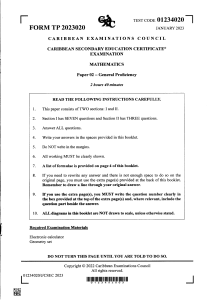 csec mathematics paper 2 january 2023