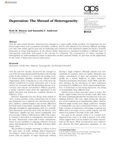 Current Directions - Depression  The Shroud of Heterogeneity
