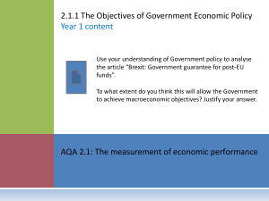 2.1.1 Y1 recap The Objectives of Government Economic Policy