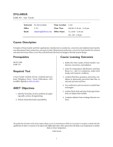 EGME 407 Heat Transfer Syllabus