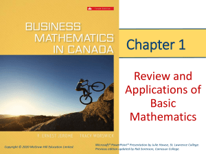 Business Math Basics: Review & Applications