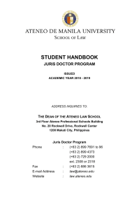 2018 Revised Ateneo Law School Student Handbook (J.D.Program)