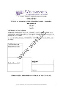 2016-West.uz-Westminster lyceum - MATH-EXAM-SAMPLE-Tashkent