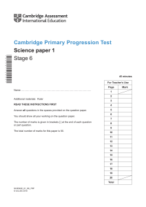 2018 Cambridge Primary Progression Test Science Stage 6 QP Paper 1 tcm142-430100