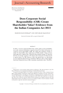 CSR & Shareholder Value: Evidence from India's Companies Act