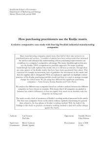 Kraljic Matrix in Purchasing: A Case Study