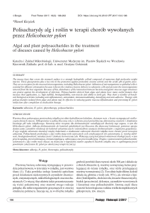 Polisacharydy alg i roślin w terapii chorób wywołanych przez Helicobacter pylori