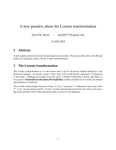 A new paradox about the Lorentz transformation