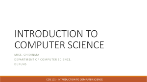 INTRODUCTION TO COMPUTER SCIENCE