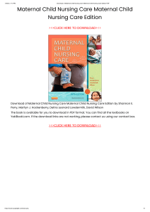 Maternal Child Nursing Care Maternal Child Nursing Care Edition PDF