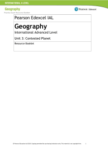 IAL Geography Practice exam Unit 3 resource booklet