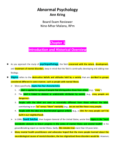 Abnormal Psychology Reviewer (Kring)