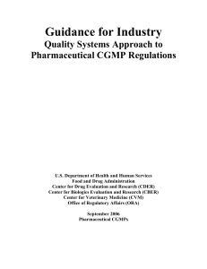 Quidance for Industry - Quality Systems