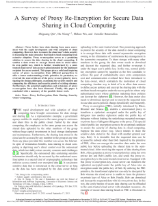 A Survey of Proxy Re-Encryption for Secure Data Sharing in Cloud Computing