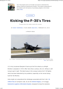 Kicking the F-35’s Tires
