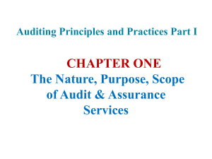 Audit I - Chapter 1, The Nature, Purpose, Scope of Audit & Assurance Services
