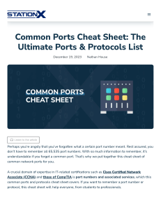 Common Ports Cheat Sheet  The Ultimate Ports & Protocols List